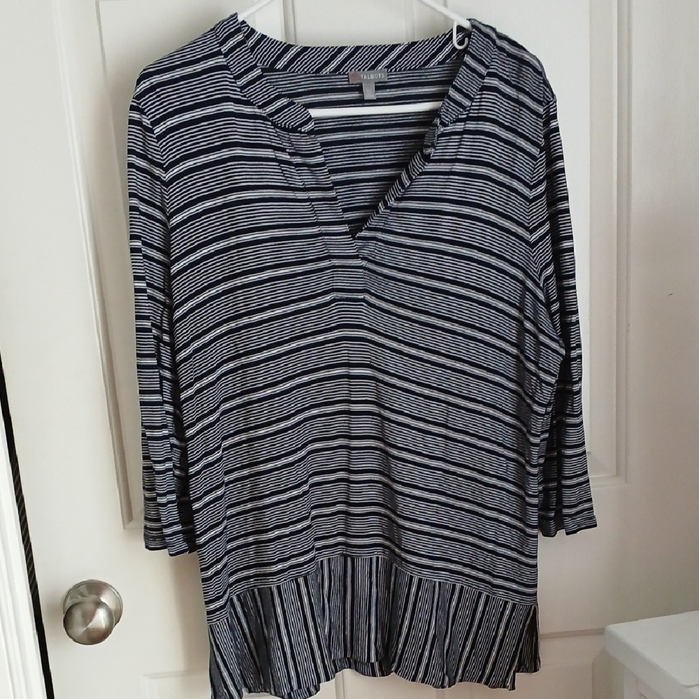 Talbots Navy and White Striped Tunic